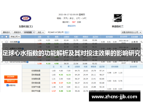 足球心水指数的功能解析及其对投注效果的影响研究