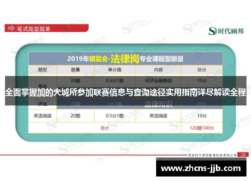 全面掌握加的夫城所参加联赛信息与查询途径实用指南详尽解读全程